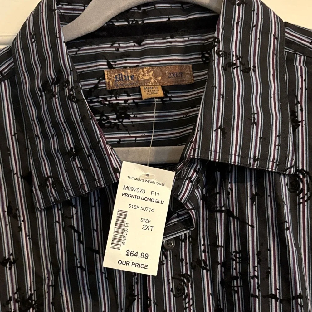 NWT 2XLT Men’s Warehouse Fancy Velvet Accent Dress Shirt - Picture 3 of 8
